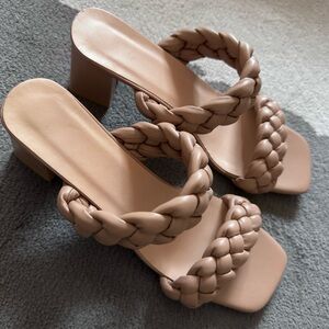 Braided Tan Women's Heeled Sandals